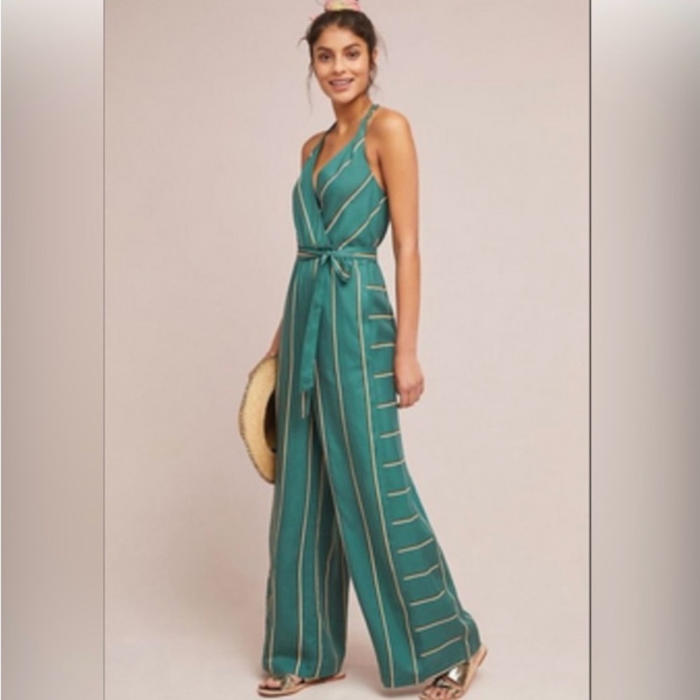 Green Striped Jumpsuit - Picture 1 of 1